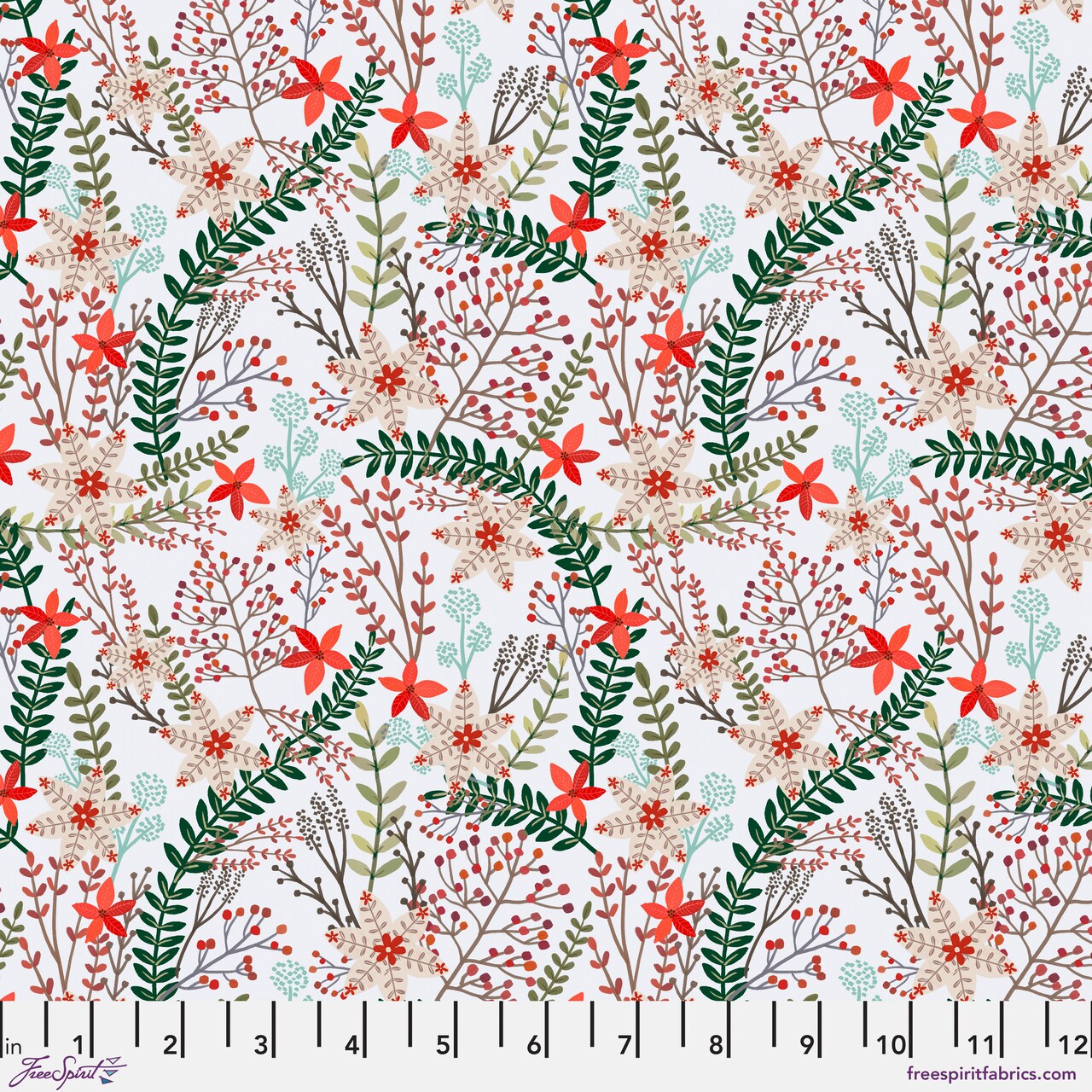 Merry Berries in White (pwmc090.xwhite) | Christmas Cabin | Mia Charro | Free Spirit